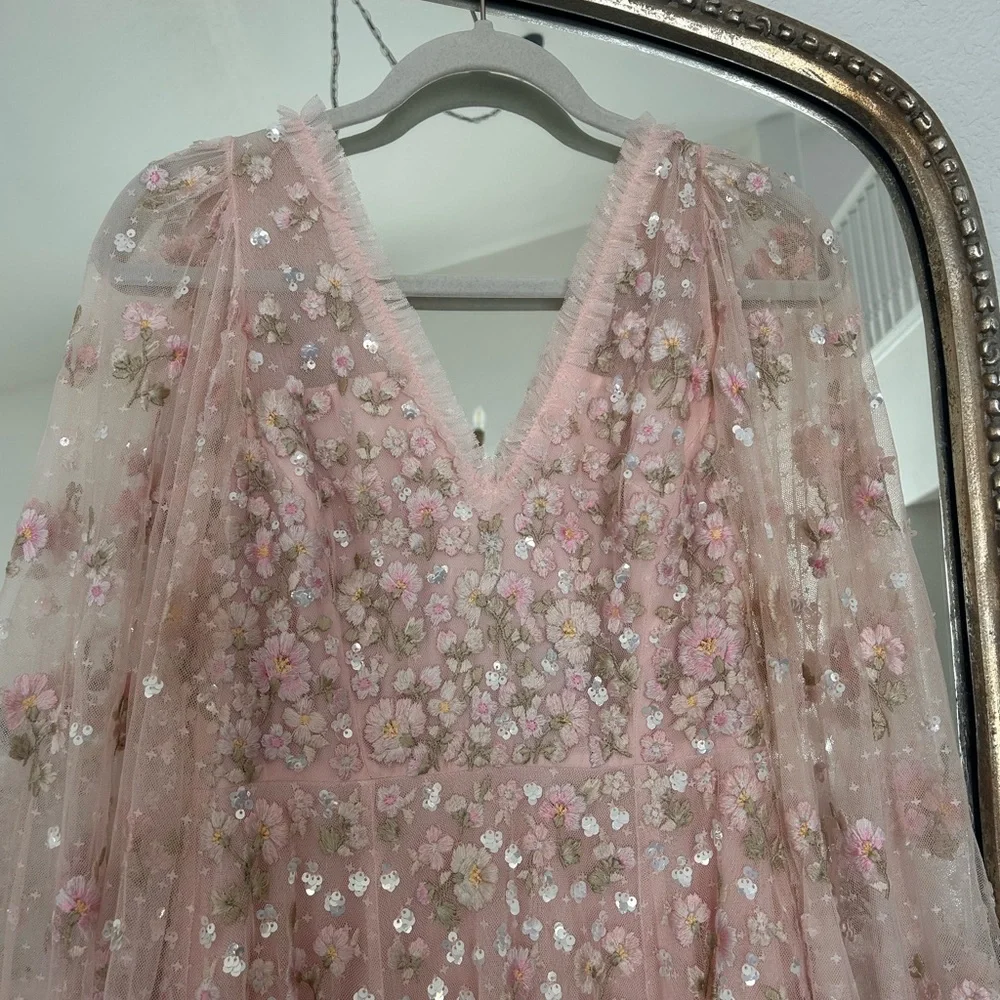 Needle & Thread Pink Embellished Long Sleeve Dress - Picture 3 of 5